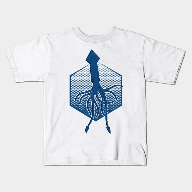 Giant squid and  the Deep blue sea Kids T-Shirt by FunawayHit